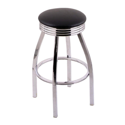 25" Counter Stool with Chrome Finish, Black Vinyl Seat