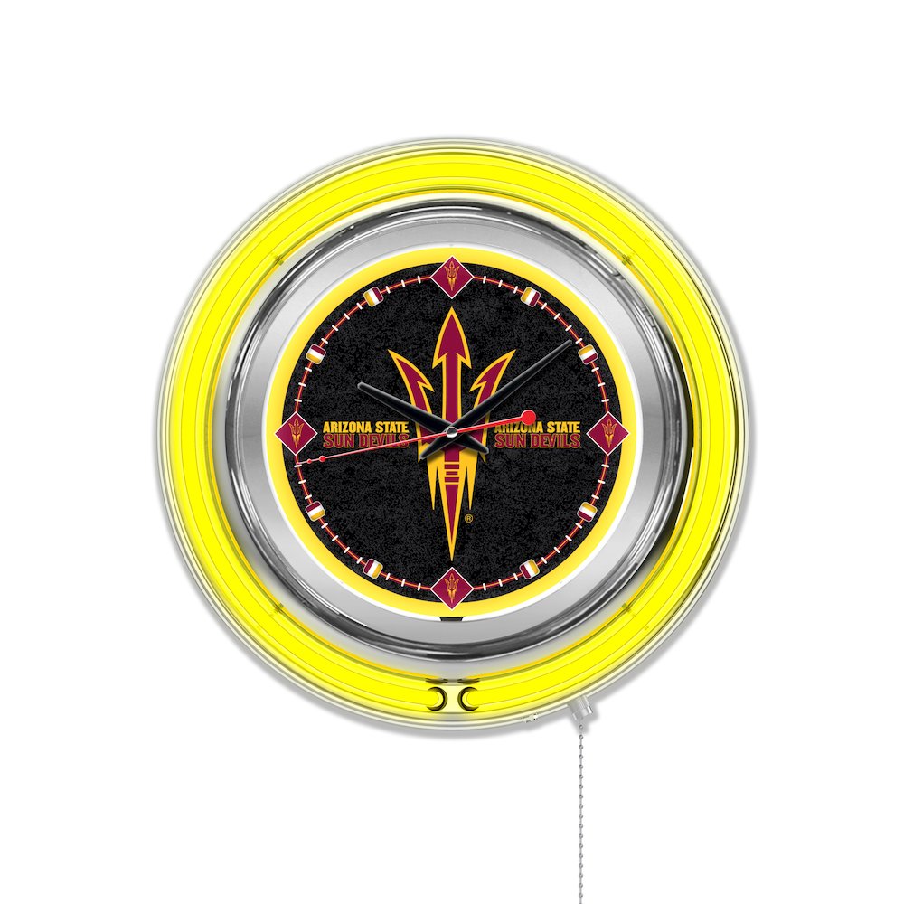 Arizona State Neon Clock with Pitchfork Logo