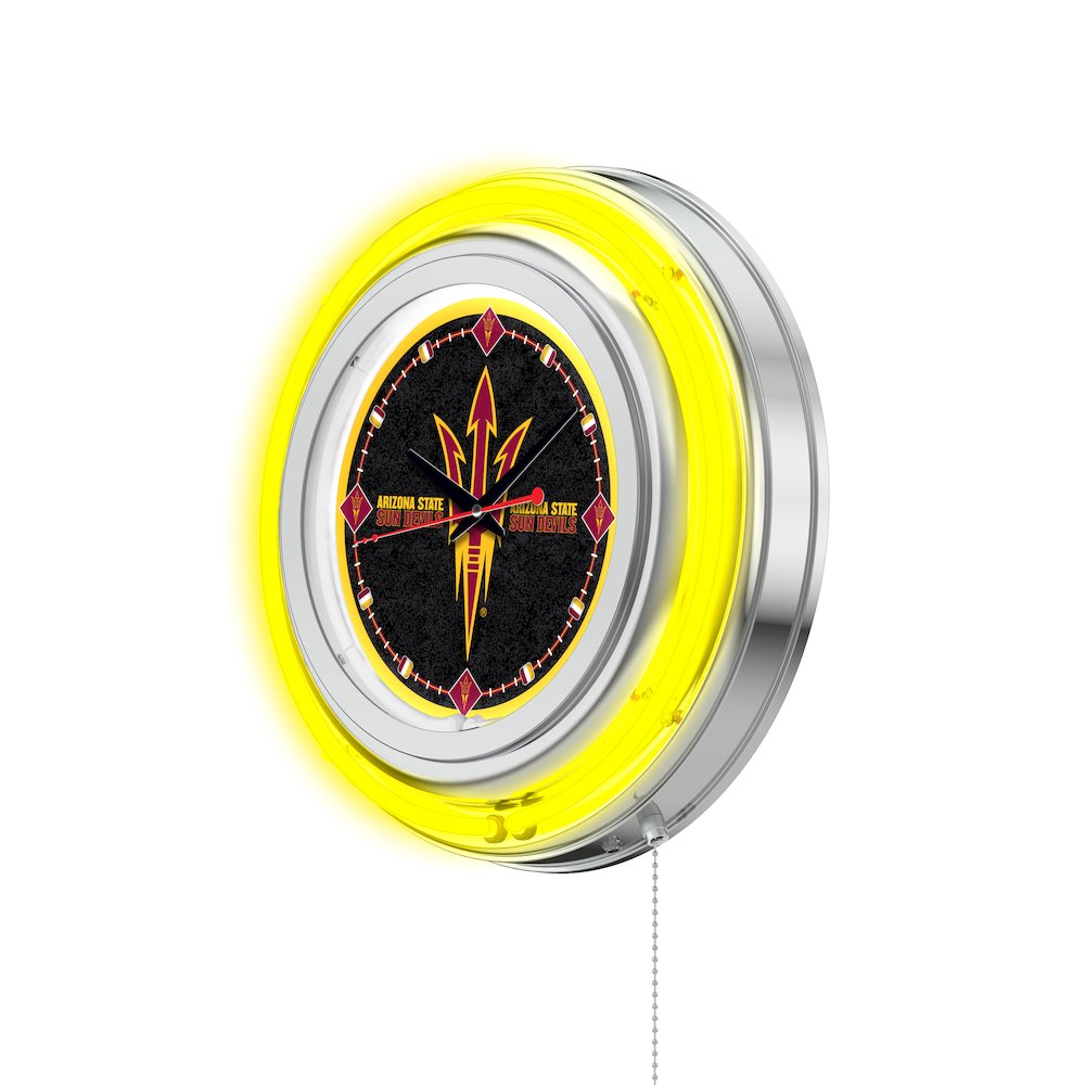 Arizona State Neon Clock with Pitchfork Logo