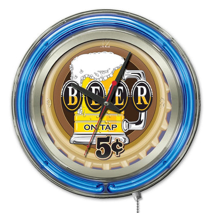 Beer 5 Cents Neon Clock