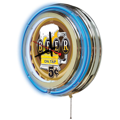 Beer 5 Cents Neon Clock