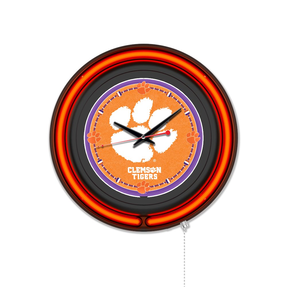Clemson 15" Double Neon Wall Clock