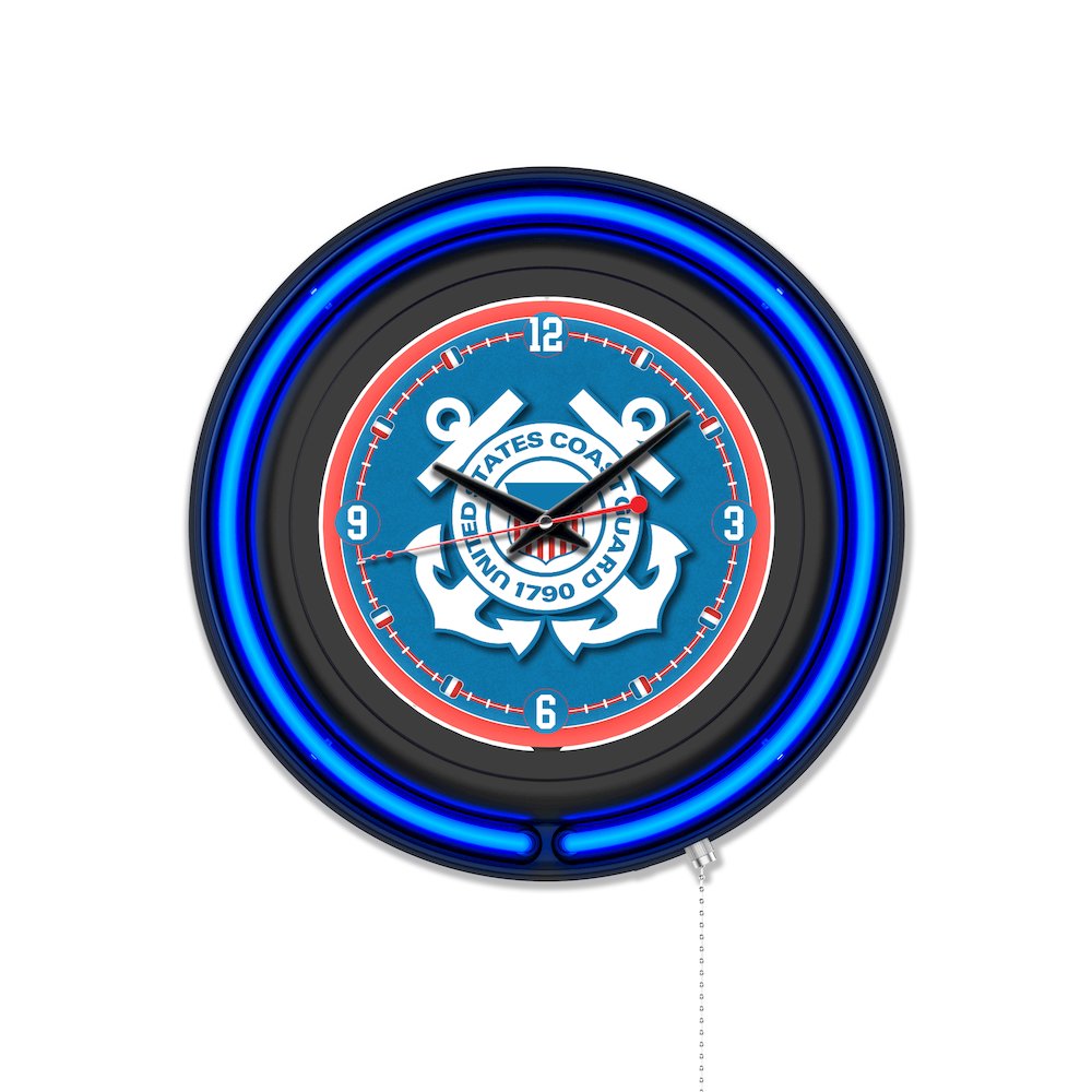 United States Coast Guard 15" Double Neon Wall Clock