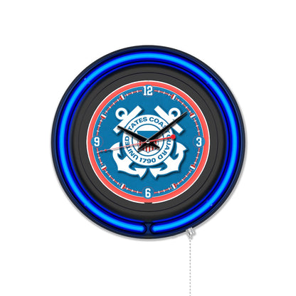 United States Coast Guard 15" Double Neon Wall Clock
