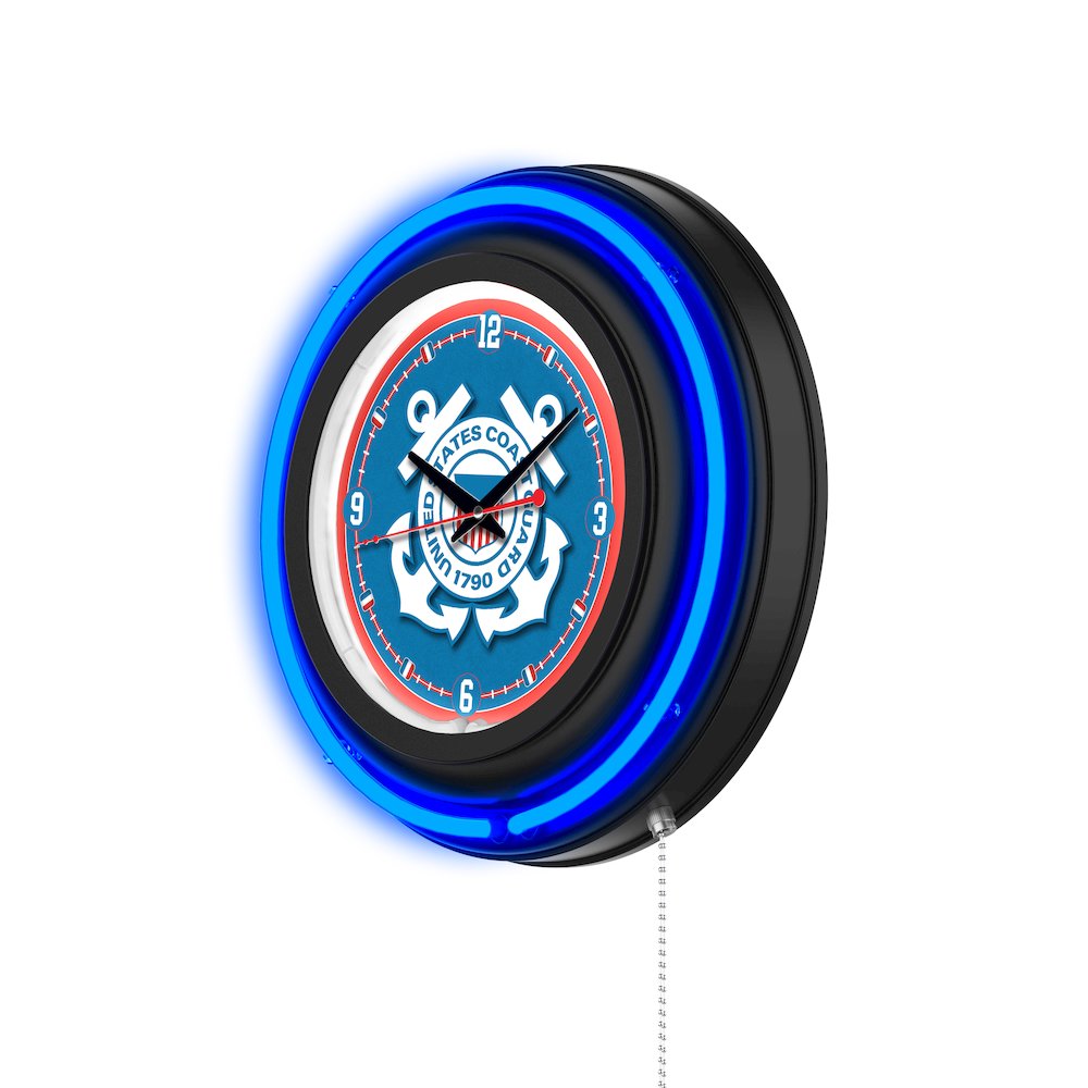 United States Coast Guard 15" Double Neon Wall Clock