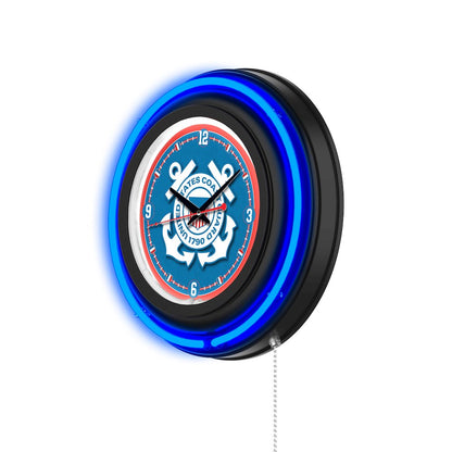 United States Coast Guard 15" Double Neon Wall Clock