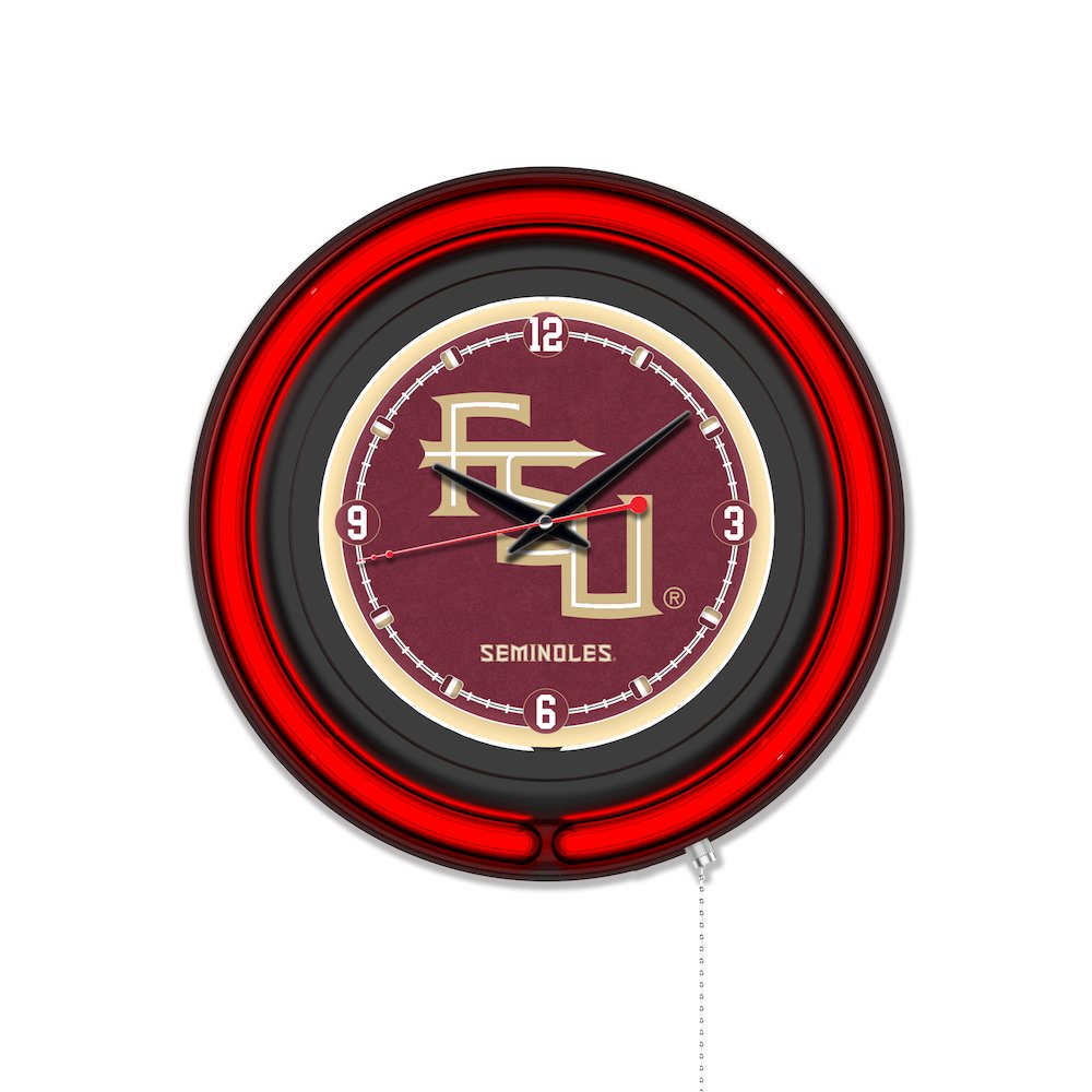 Florida State (Script) 15" Double Neon Wall Clock