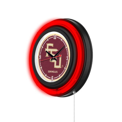 Florida State (Script) 15" Double Neon Wall Clock