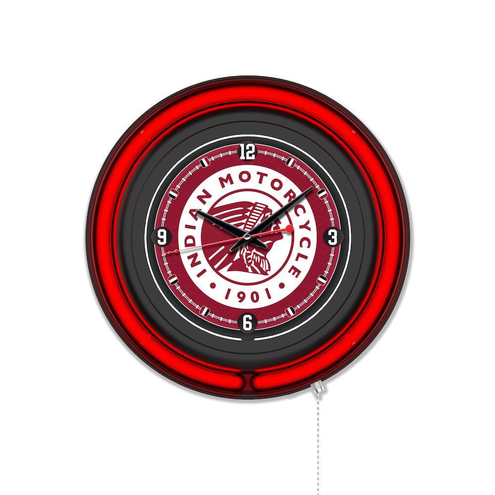 Indian Motorcycle 15" Double Neon Wall Clock
