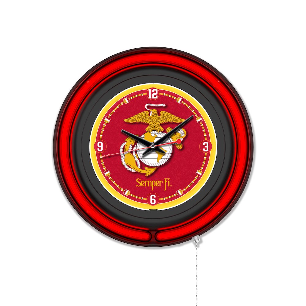 United States Marine Corps (Red/Yellow) 15" Double Neon Wall Clock