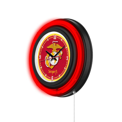 United States Marine Corps (Red/Yellow) 15" Double Neon Wall Clock