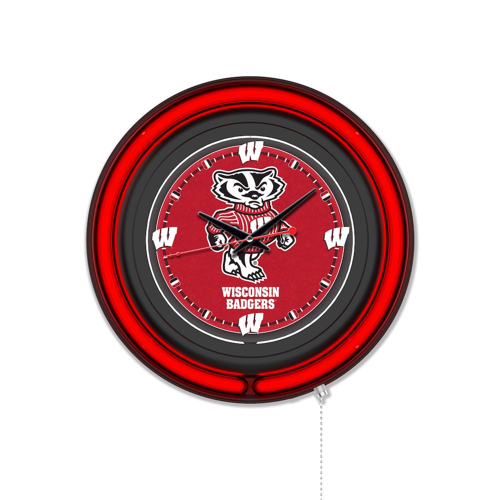 University of Wisconsin (Badger)  15" Double Neon Wall Clock