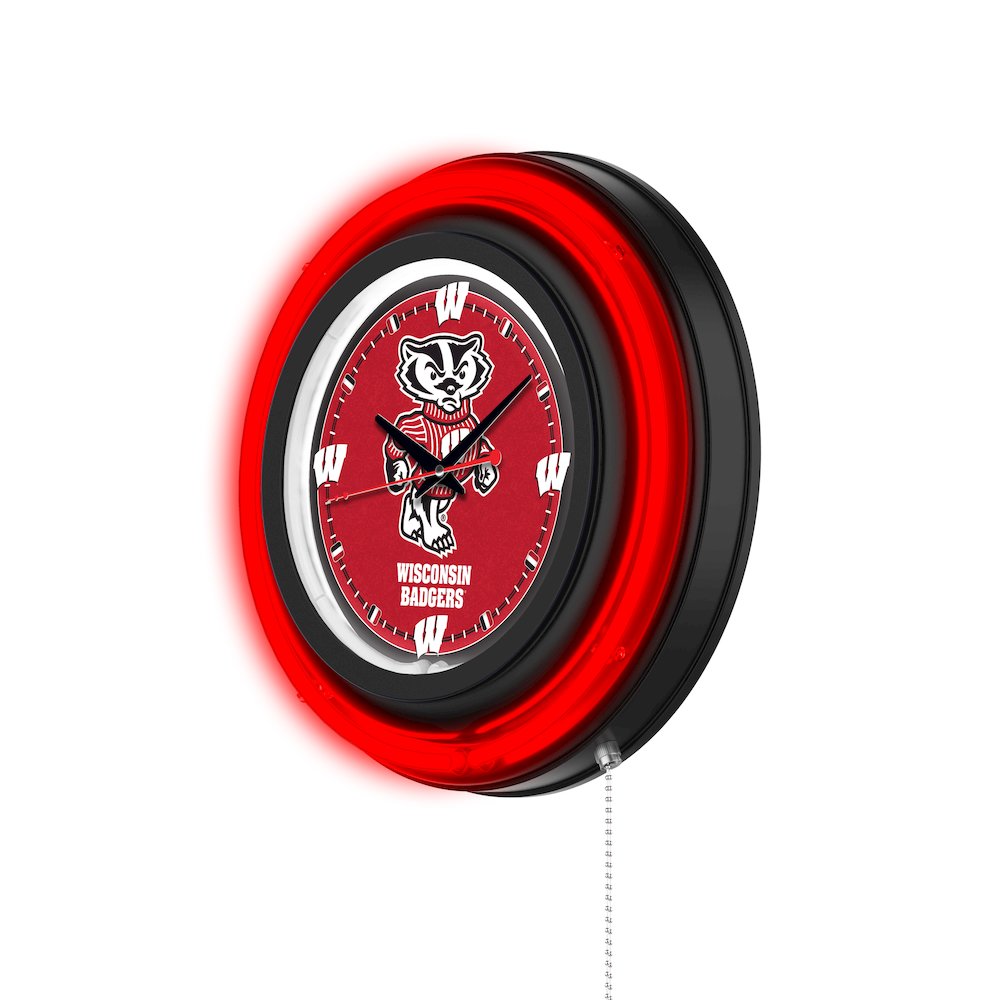 University of Wisconsin (Badger)  15" Double Neon Wall Clock