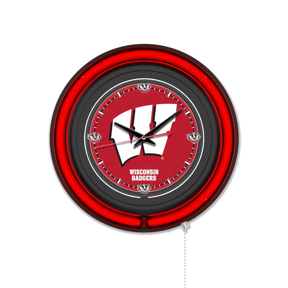 University of Wisconsin (W)  15" Double Neon Wall Clock