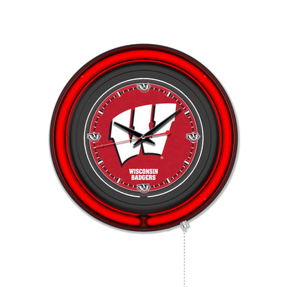 University of Wisconsin (W)  15" Double Neon Wall Clock