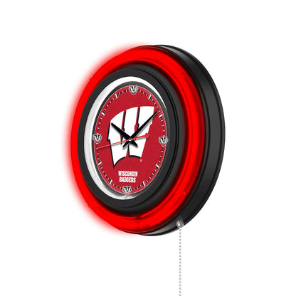 University of Wisconsin (W)  15" Double Neon Wall Clock