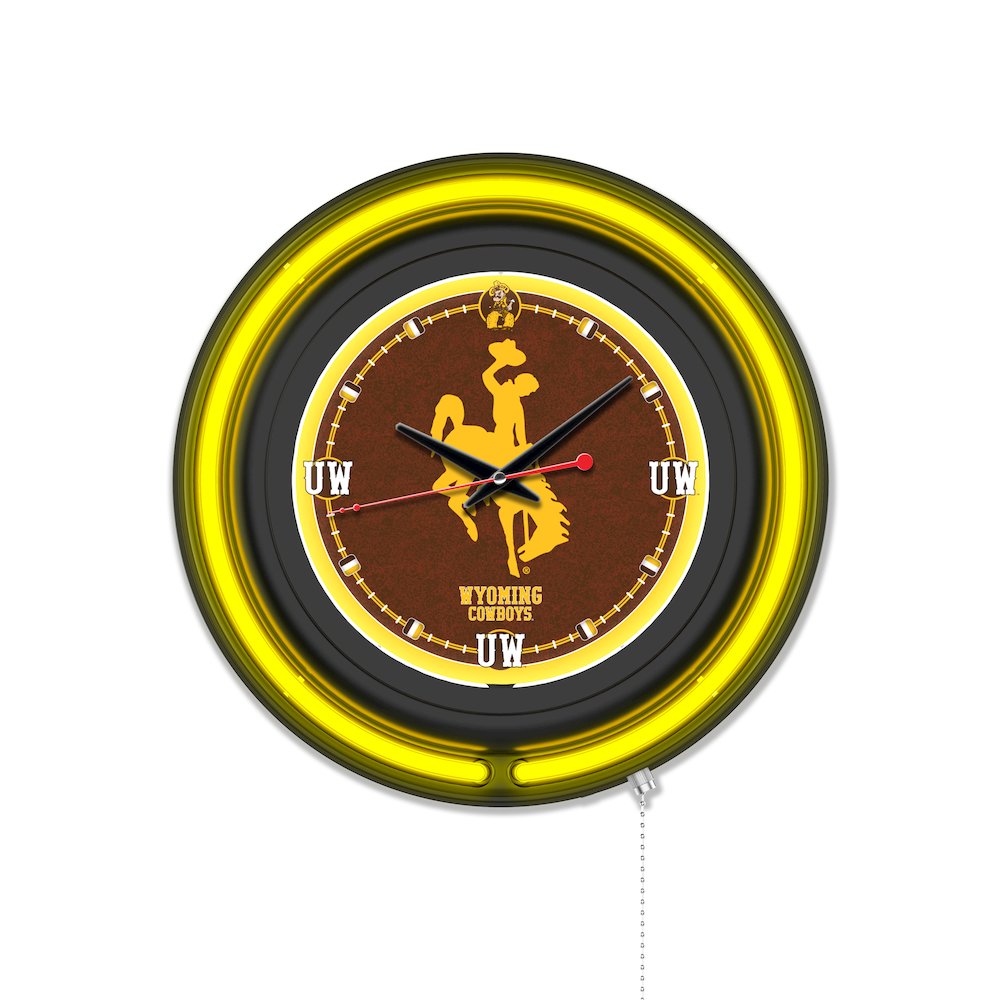 University of Wyoming 15" Double Neon Wall Clock