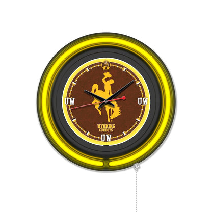 University of Wyoming 15" Double Neon Wall Clock
