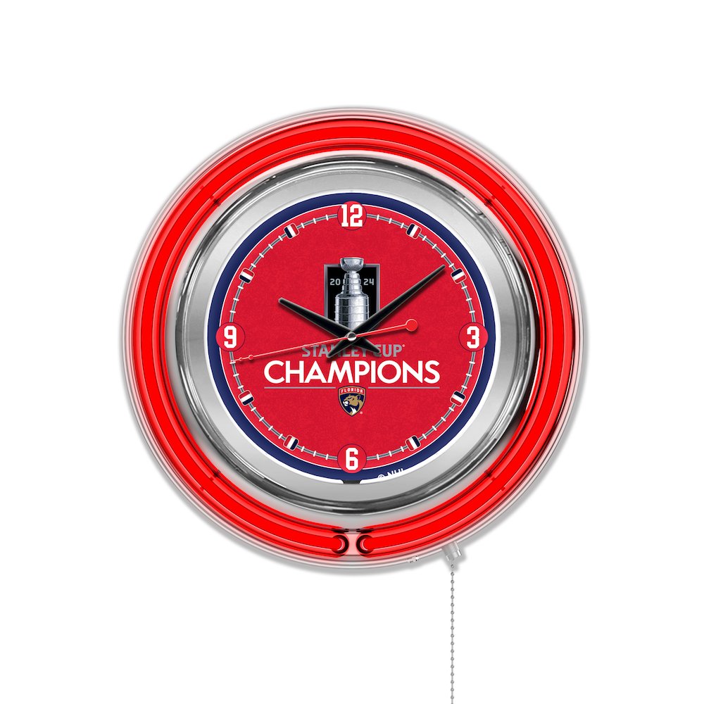 Florida Panthers - 2024 Stanley Cup  Double Neon Wall Clock