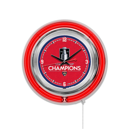 Florida Panthers - 2025 Stanley Cup 15" Double Neon Wall Clock