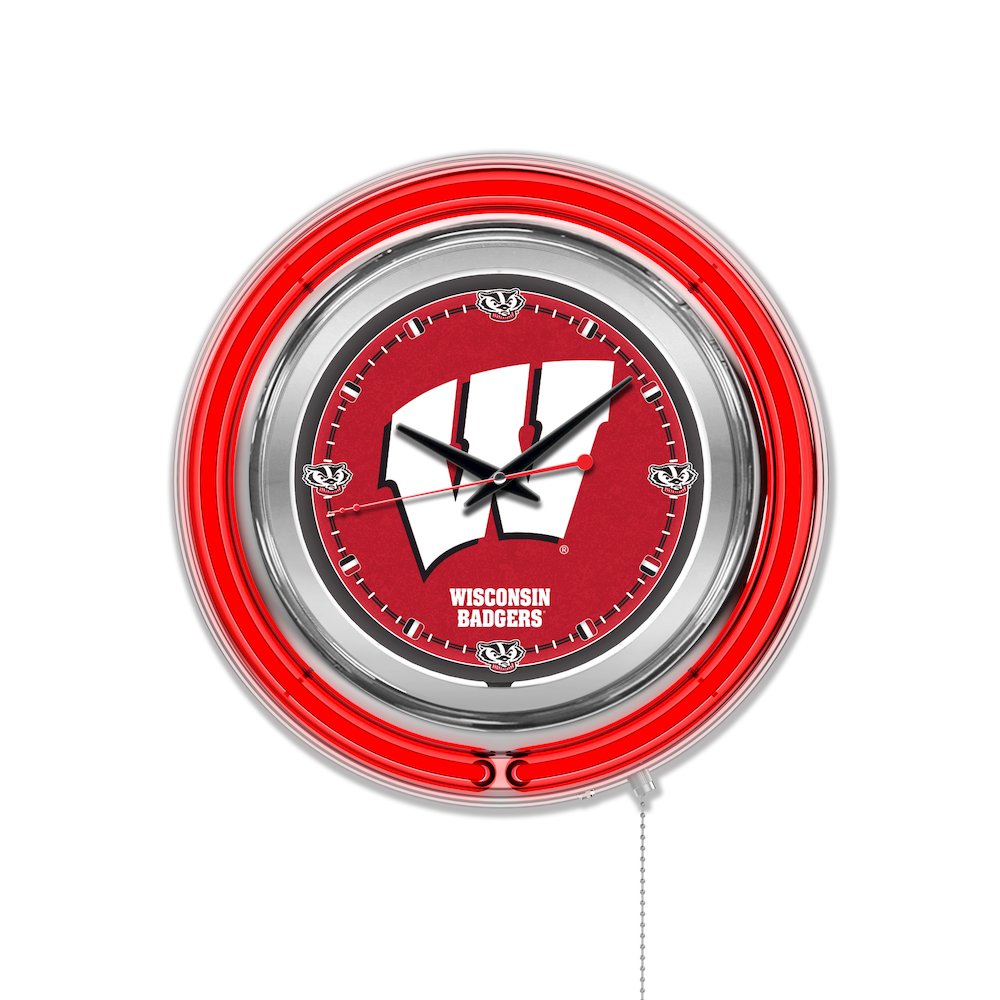 Wisconsin "W" Neon Clock