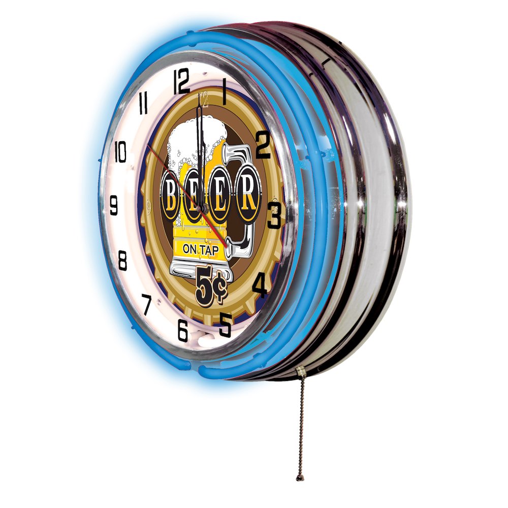 Beer 5 Cents Neon Clock