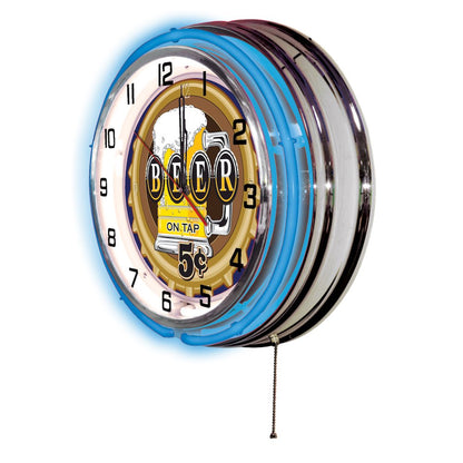 Beer 5 Cents Neon Clock