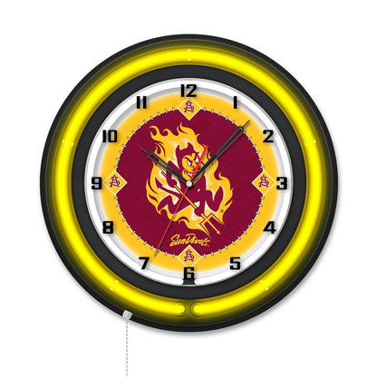 Arizona State University (Sparky) 19" Double Neon Wall Clock
