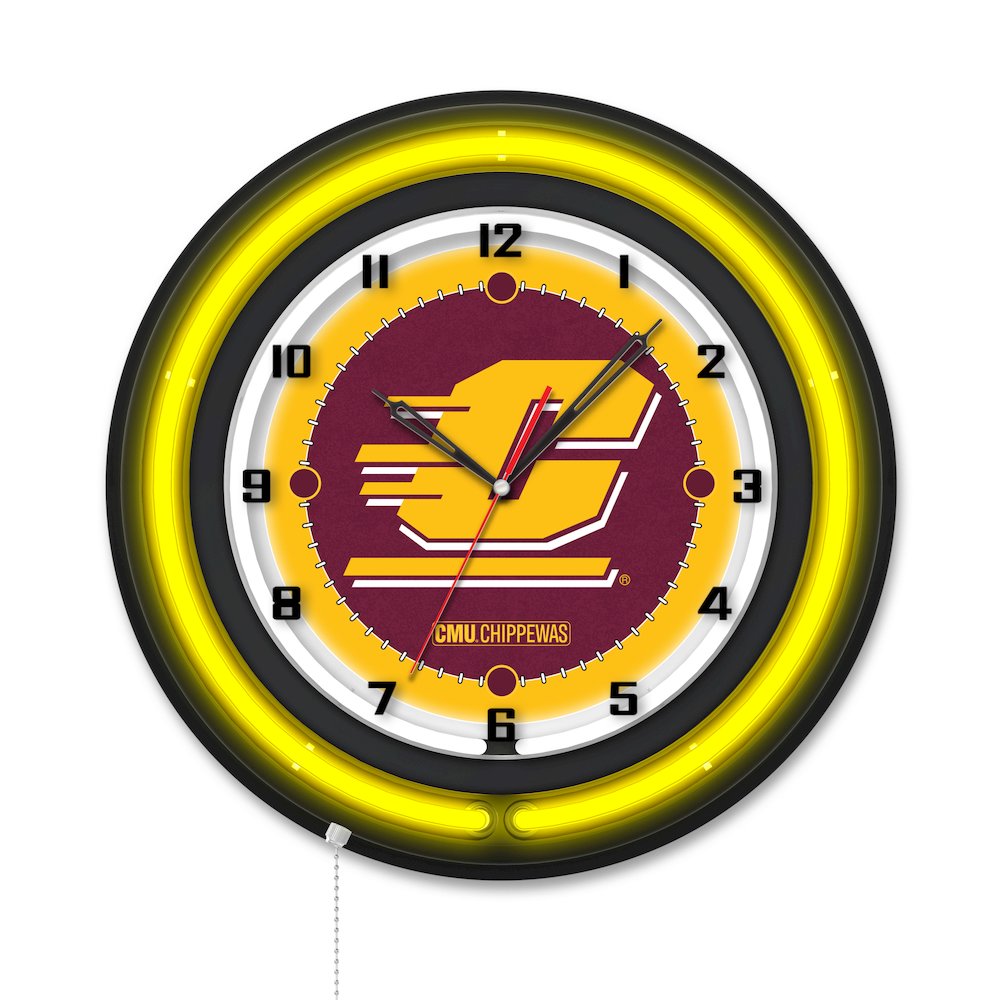 Central Michigan University 19" Double Neon Wall Clock