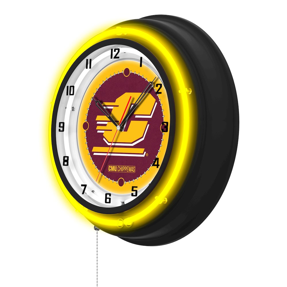 Central Michigan University 19" Double Neon Wall Clock