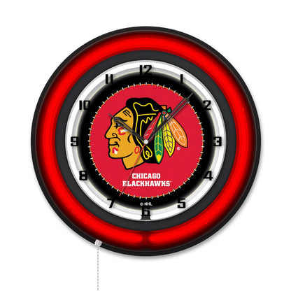 Chicago Blackhawks 19" Double Neon Wall Clock