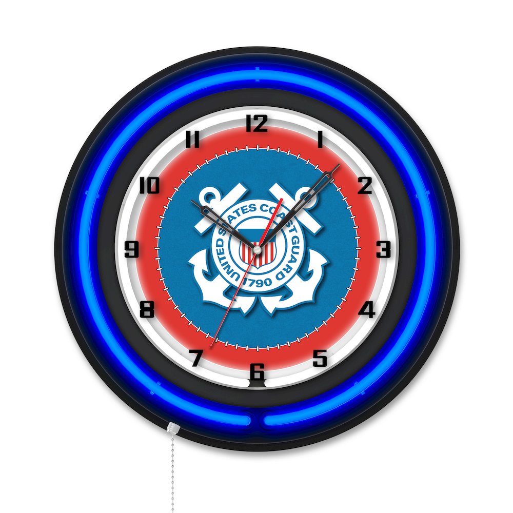 United States Coast Guard 19" Double Neon Wall Clock