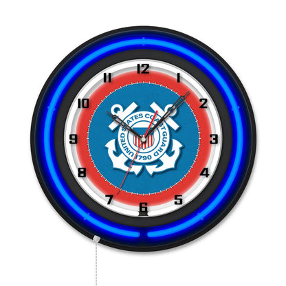 United States Coast Guard 19" Double Neon Wall Clock
