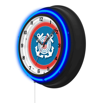 United States Coast Guard 19" Double Neon Wall Clock