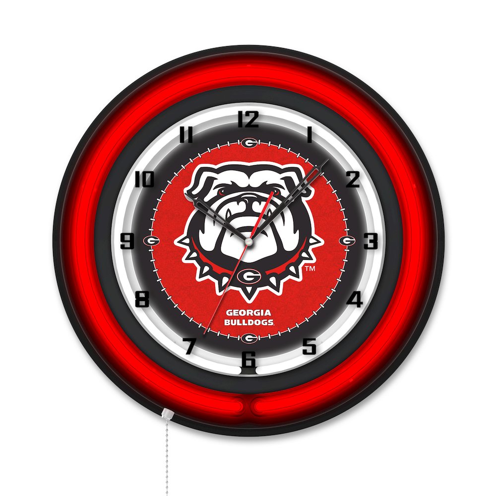 University of Georgia (Bulldog)  19" Double Neon Wall Clock