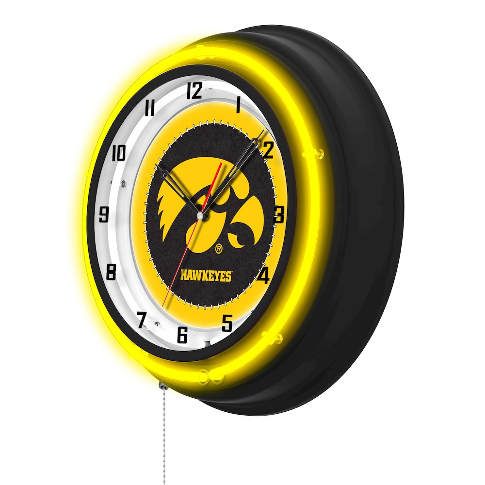 University of Iowa 19" Double Neon Wall Clock