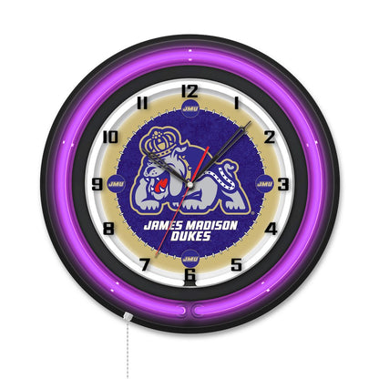 James Madison University 19" Double Neon Wall Clock