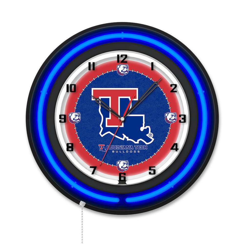 Louisiana Tech University 19" Double Neon Wall Clock