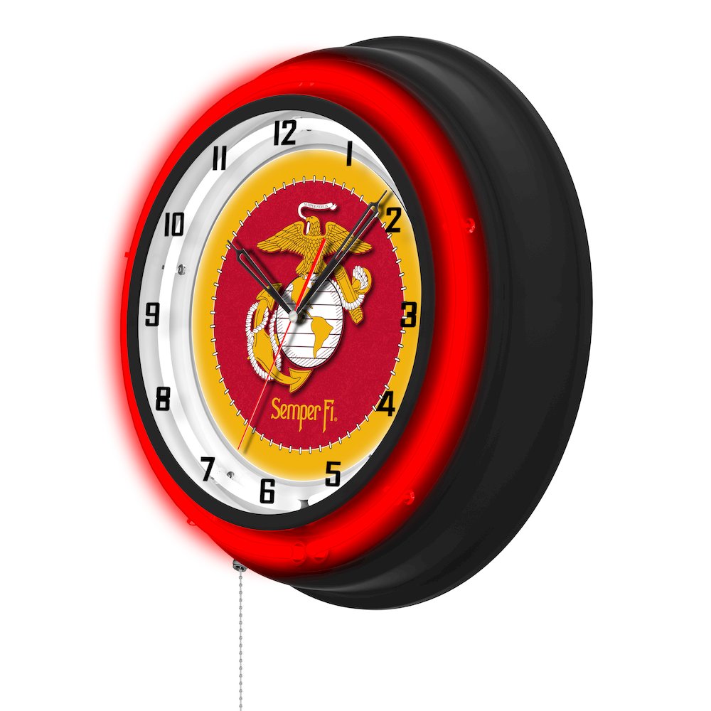 United States Marine Corps (Red/Yellow) 19" Double Neon Wall Clock
