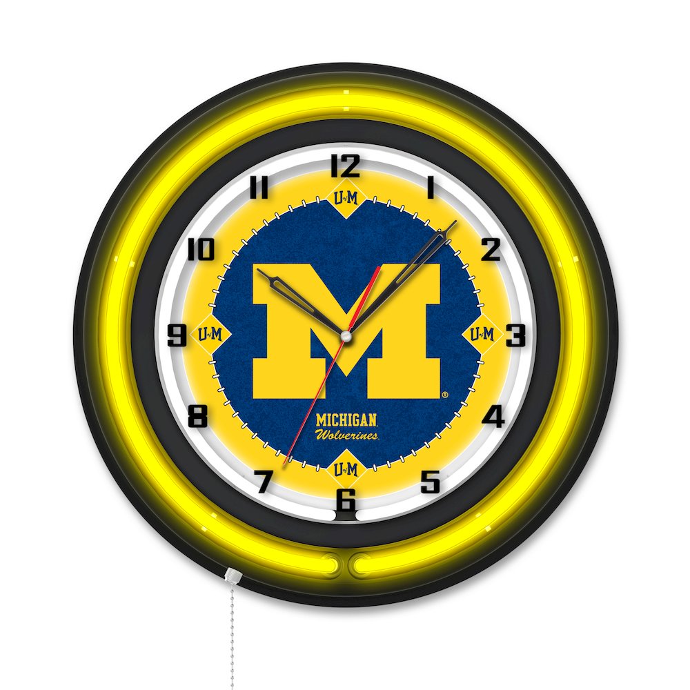 University of Michigan 19" Double Neon Wall Clock