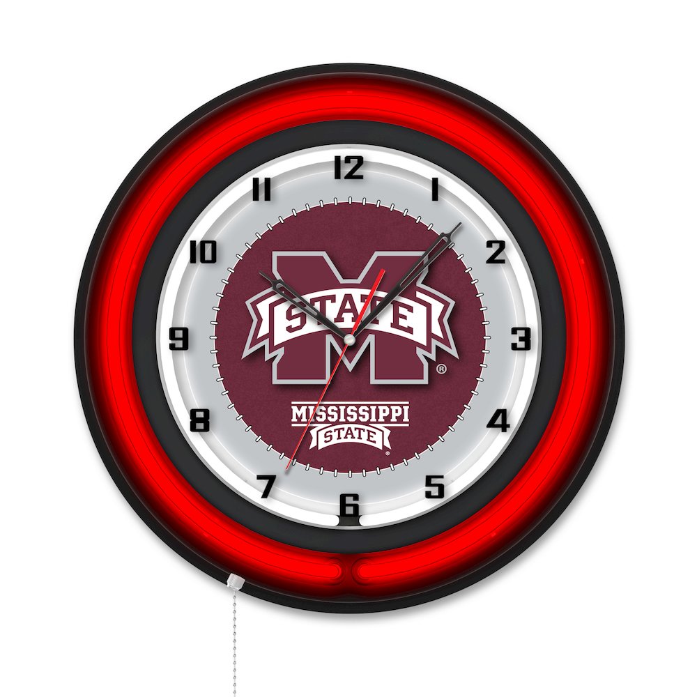 Mississippi State University 19" Double Neon Wall Clock