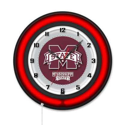 Mississippi State University 19" Double Neon Wall Clock