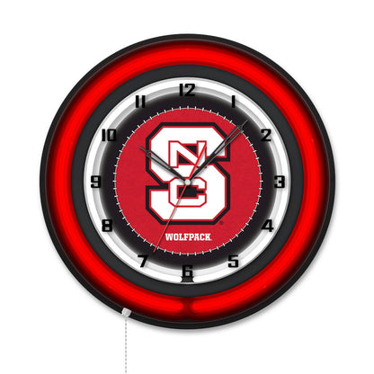 North Carolina State University 19" Double Neon Wall Clock