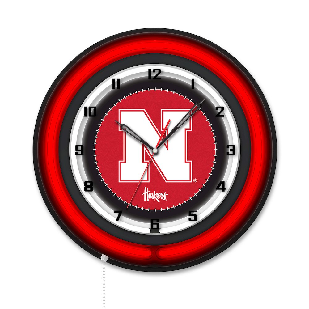 University of Nebraska 19" Double Neon Wall Clock