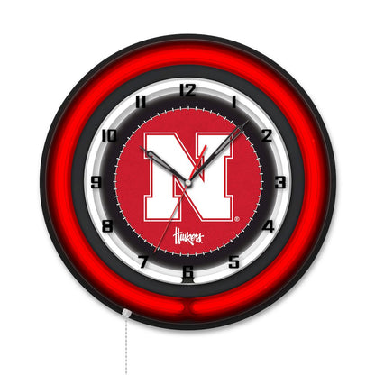 University of Nebraska 19" Double Neon Wall Clock