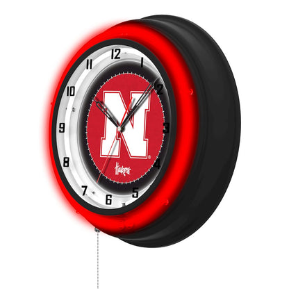 University of Nebraska 19" Double Neon Wall Clock