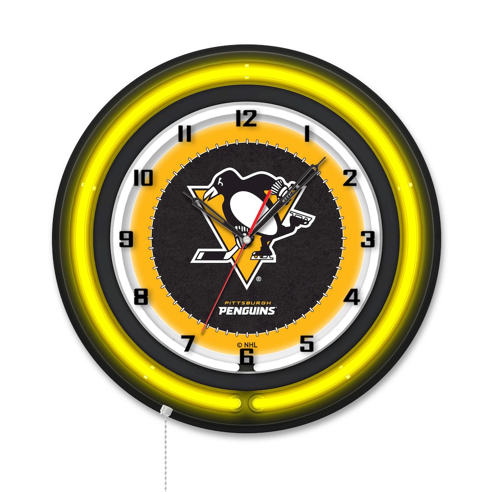Pittsburgh Penguins 19" Double Neon Wall Clock