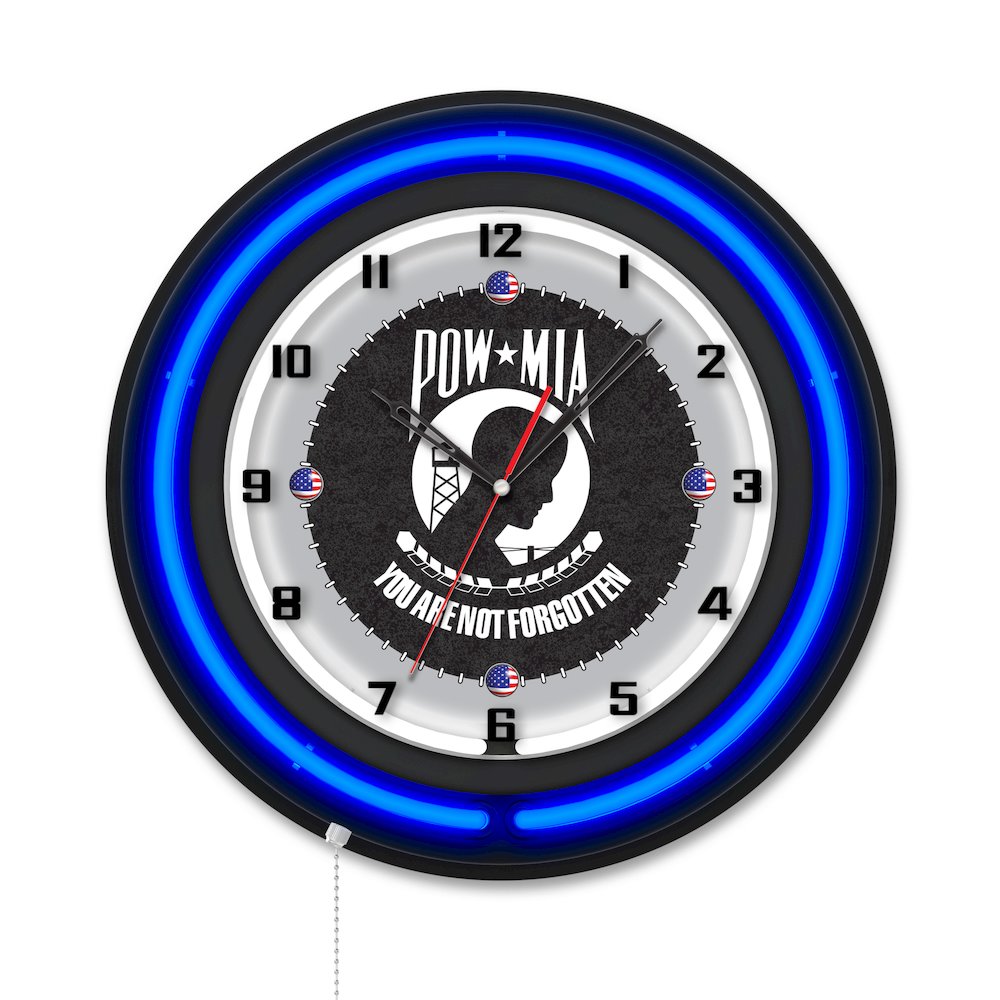 POW/MIA 19" Double Neon Wall Clock