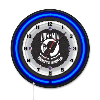 POW/MIA 19" Double Neon Wall Clock