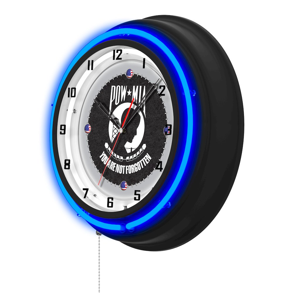 POW/MIA 19" Double Neon Wall Clock